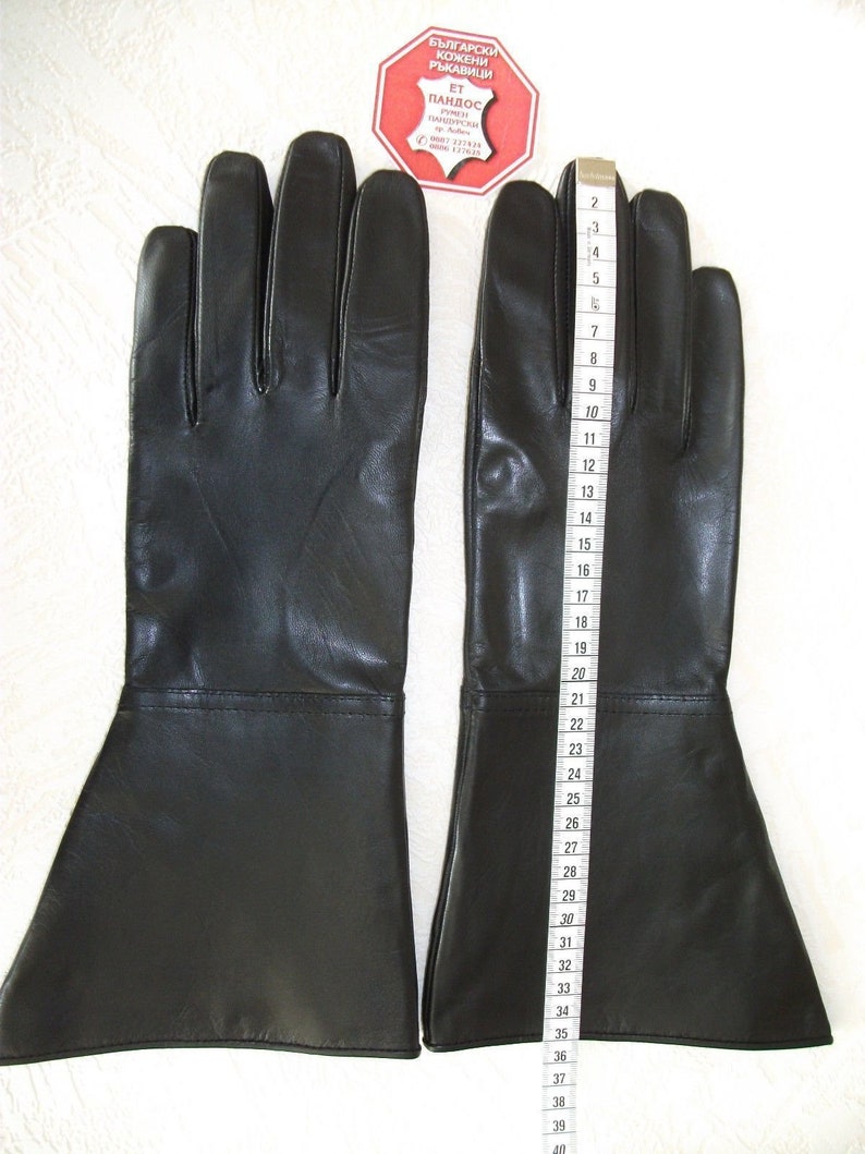 Men's Long Black Genuine Leather Gloves Etsy