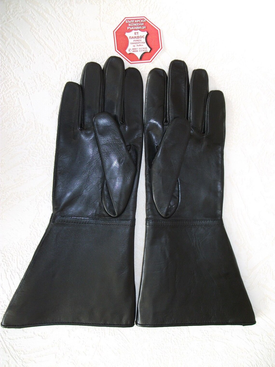 Men's Long Black Genuine Leather Gloves Etsy