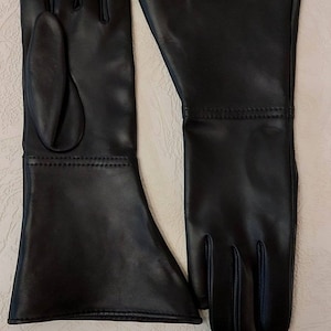 Gants longs en cuir véritable noir de créateur pour homme fabriqués avec du cuir véritable italien de haute qualité image 5