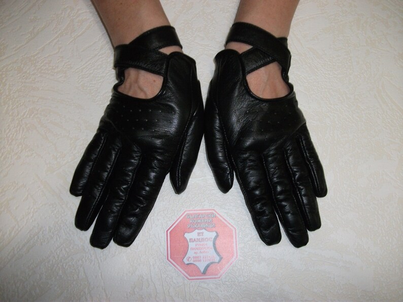 Women's Black Driving Genuine Leather Gloves Designer Etsy