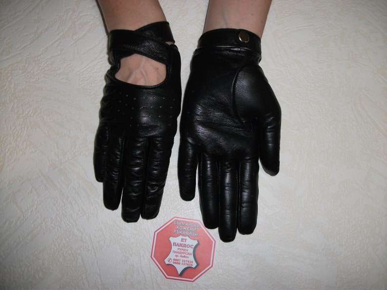 Women's Black Driving Genuine Leather Gloves Designer Etsy