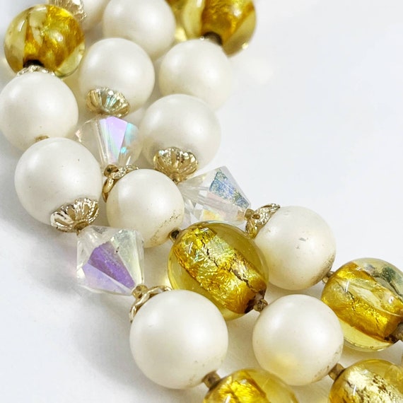 Vintage Mid-Century 3-Strand Faux Pearl Gold & AB… - image 6