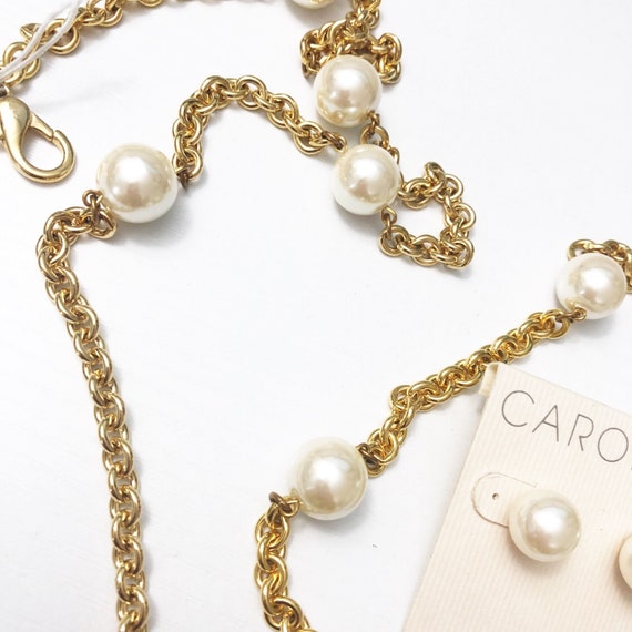 Carolee Vintage Pearl Earring & Necklace Set - image 7