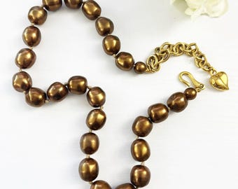 Carolee Vintage 70's Copper Beaded Choker Necklace