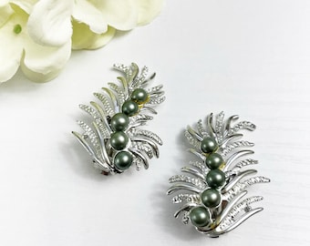 Sarah Coventry Vintage Feather Fantasy Ear Climber Clip Earrings
