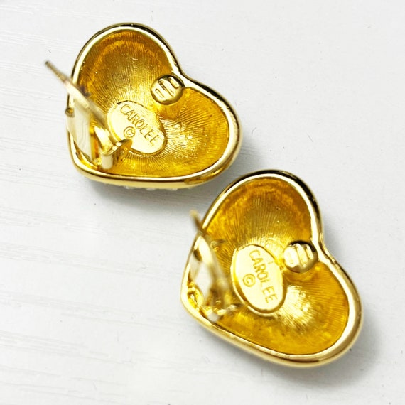 Carolee Vintage Pave Crystal Heart Clip Earrings - image 5