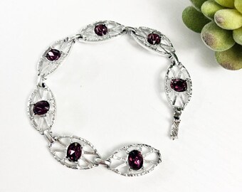 Sarah Coventry Vintage MYSTIQUE Purple & Silver Bracelet