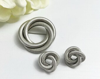 Sarah Coventry 1966 Vintage "Sarah's Circle" Silver Pin & Earring Set