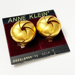 Anne Klein Vintage Brushed Gold Spiral Clip Earrings