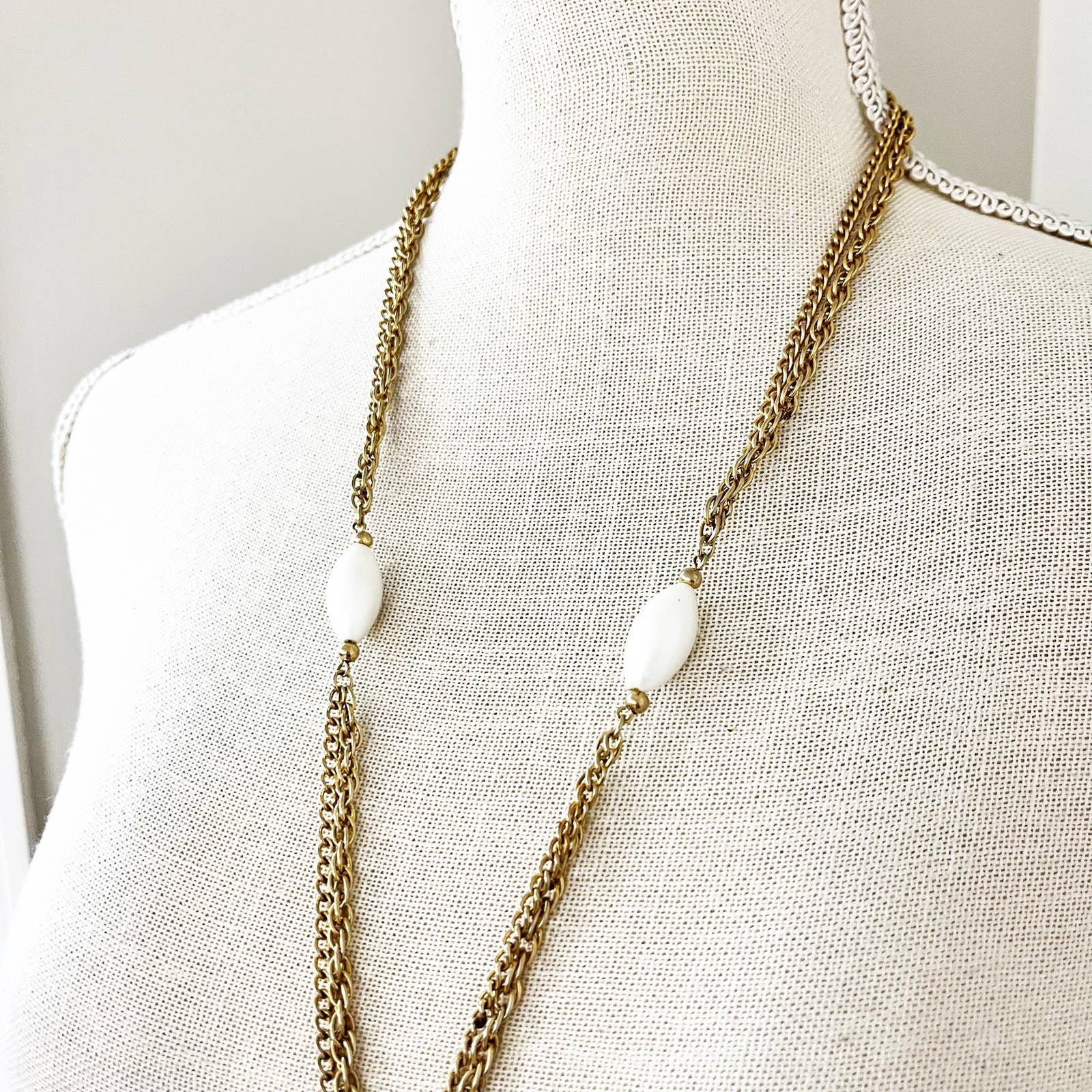 Vintage Faux Pearl & Gold Chain Tassel Necklace - Etsy