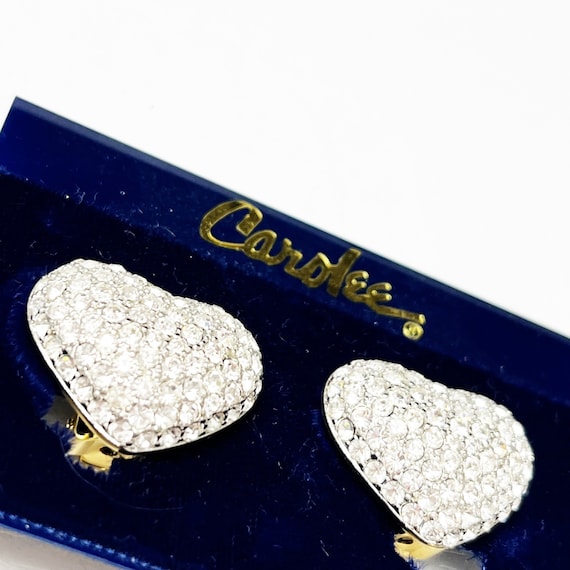 Carolee Vintage Pave Crystal Heart Clip Earrings - image 2