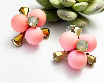 Upcycled J. Crew Pink Flower Pop Earrings