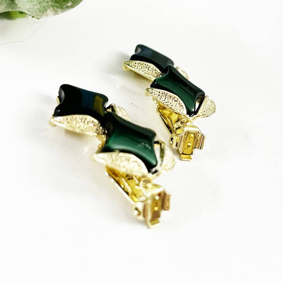 Mid-Century Vintage Hunter Green Thermoset Clip E… - image 3