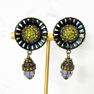 Heidi Daus Brincos vintage raros Art Déco de cristal baguete