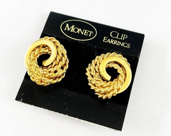 Monet Vintage Gold Knot Clip Earrings Deadstock