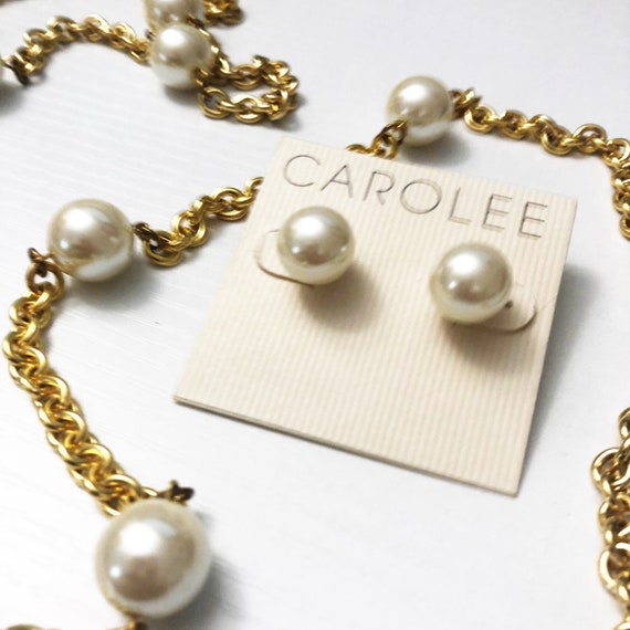 Carolee Vintage Pearl Earring & Necklace Set - image 2