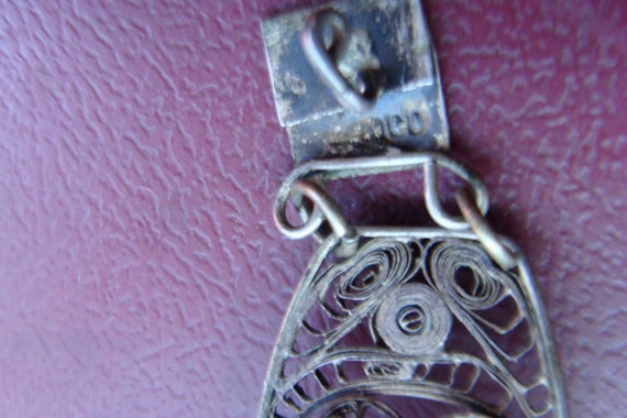 Vintage Delicate Silver Floral Wire Mexican Brace… - image 7