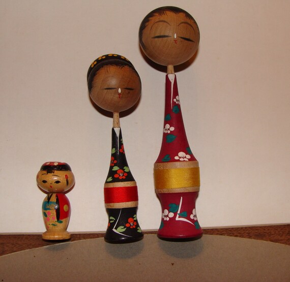 Vintage Kokeshi Doll 6, Japanese Wood Doll, Japanese Toys, 