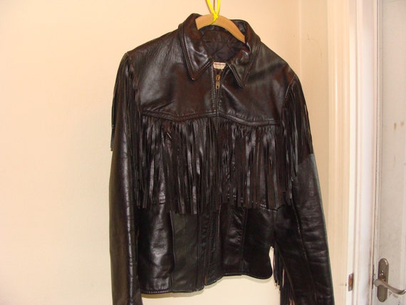 Vintage Ladies Leather Biker Fringed Leather Jacke