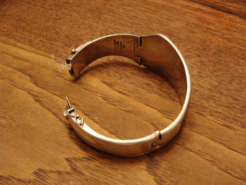Modernist Sterling Silver Bracelet Double Hinged Top Quality Taxco Mexico 85 grams