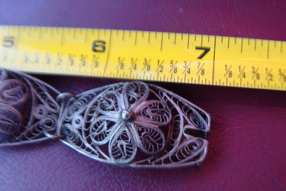 Vintage Delicate Silver Floral Wire Mexican Brace… - image 5