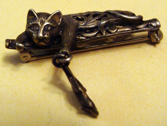 Vintage Sterling Jezlaine Articulated Cat & Mouse… - image 2