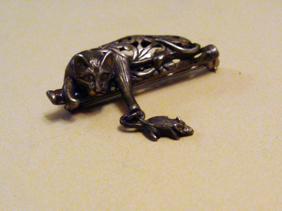 Vintage Sterling Jezlaine Articulated Cat & Mouse… - image 6