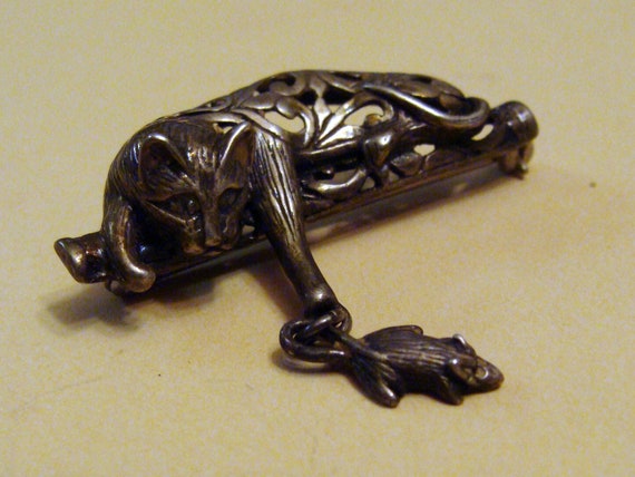 Vintage Sterling Jezlaine Articulated Cat & Mouse… - image 5