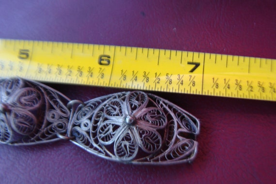 Vintage Delicate Silver Floral Wire Mexican Brace… - image 8