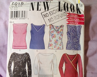 New Look 6918 - Size 6-16, Bust 30.5-38", Womens T-Shirts, Tops, Skivvies Sewing Pattern, 2000s, 2000s Fashion, 8 Styles