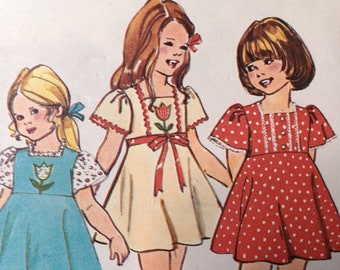 Simplicity 6183 - Size 4, Chest 23", Little Girl's Dresses Sewing Pattern, 1977, 70s Fashion, 3 Styles, Toddler, Baby Doll Pretty Gowns