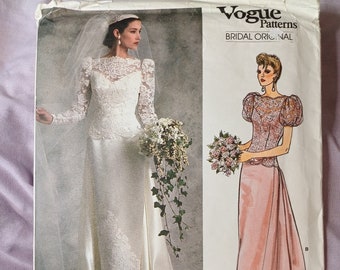 Vogue Patterns 1829 - Size 10, Bust 32.5", Womens Wedding and Bridesmaid Dress Sewing Pattern, 1987, 80s Fashion, 2 Styles, Bridal Dress