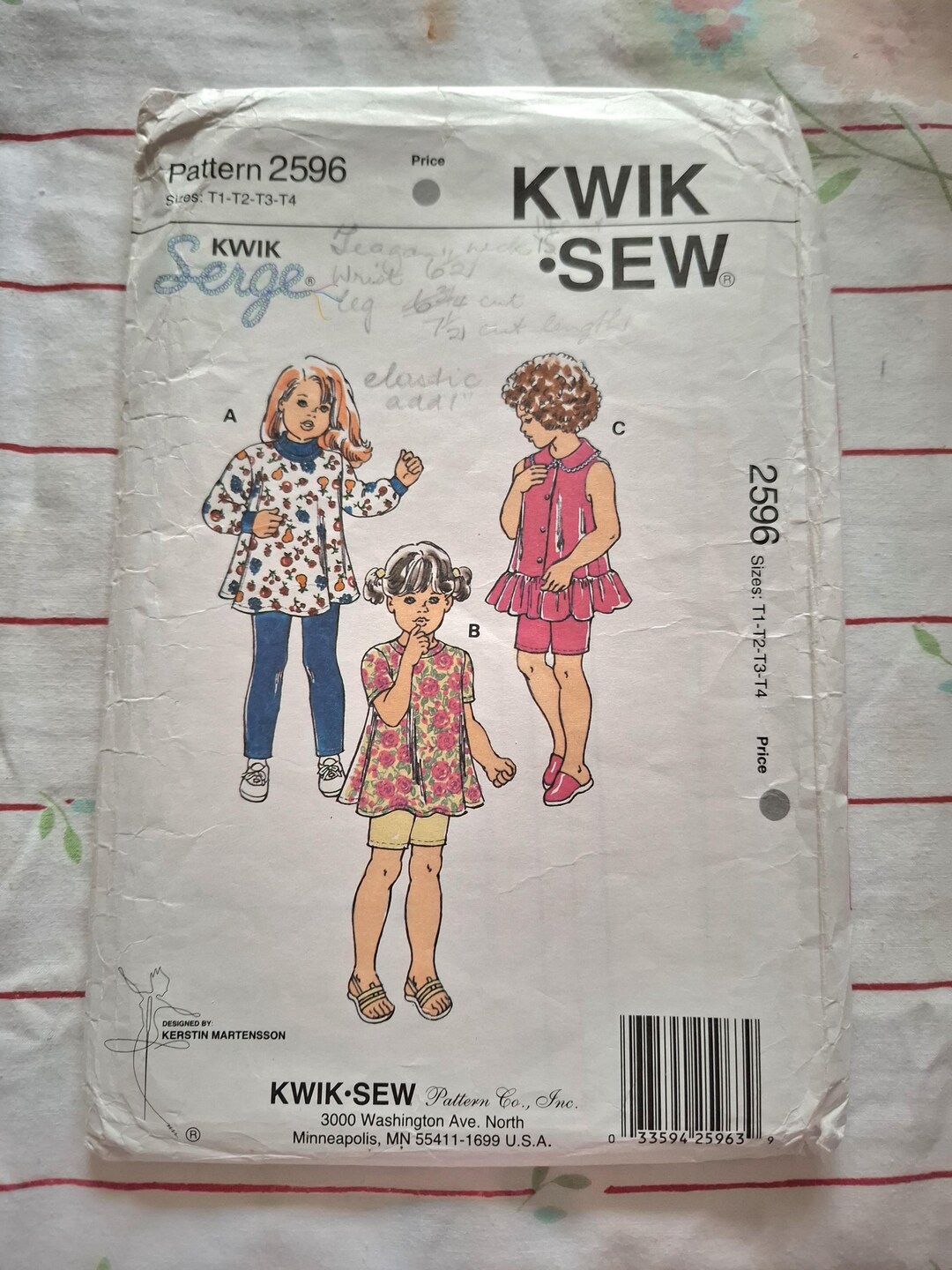 Kwik Sew 2596 Vintage Sewing Pattern: Toddler Tunics, Leggings, Shorts ...