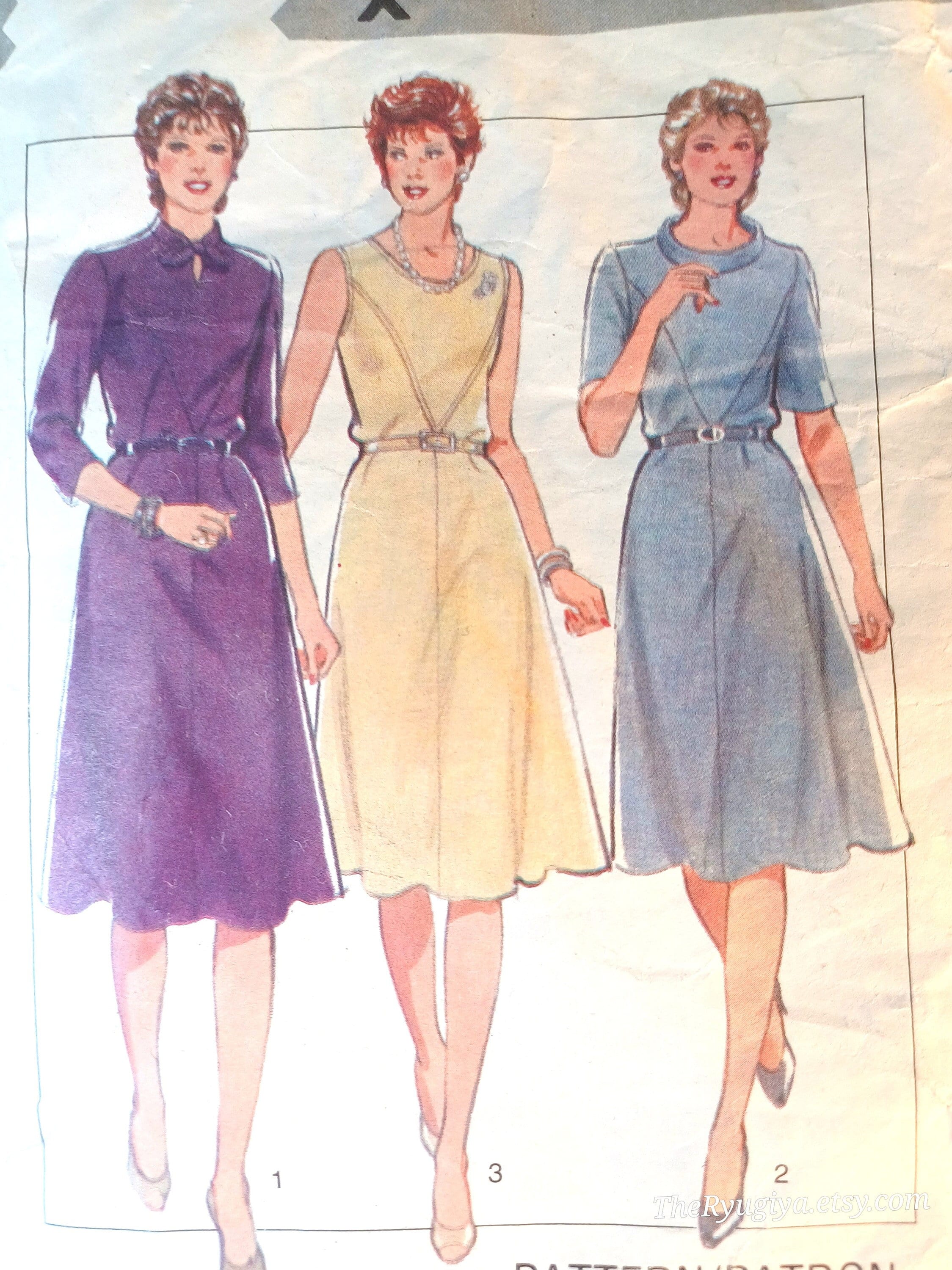 1980s A-line Dress Vintage Sewing Pattern Triangle Bodice Bust 36 Retro  Fashion DIY Craft - Etsy