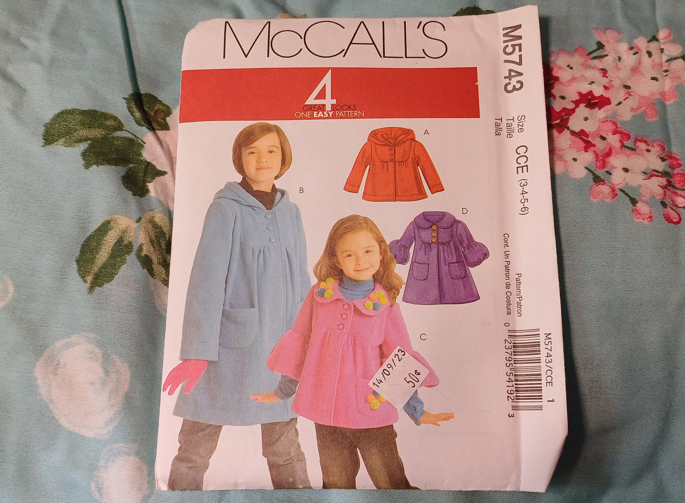Mccall's M5743 Children's Coat Vintage Sewing Pattern: Hooded