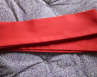 Obi plat kaku ferme pour hommes, longueur personnalisée haut de gamme, facile à nouer pour les débutants ! Rouge ! Bon cadeau !