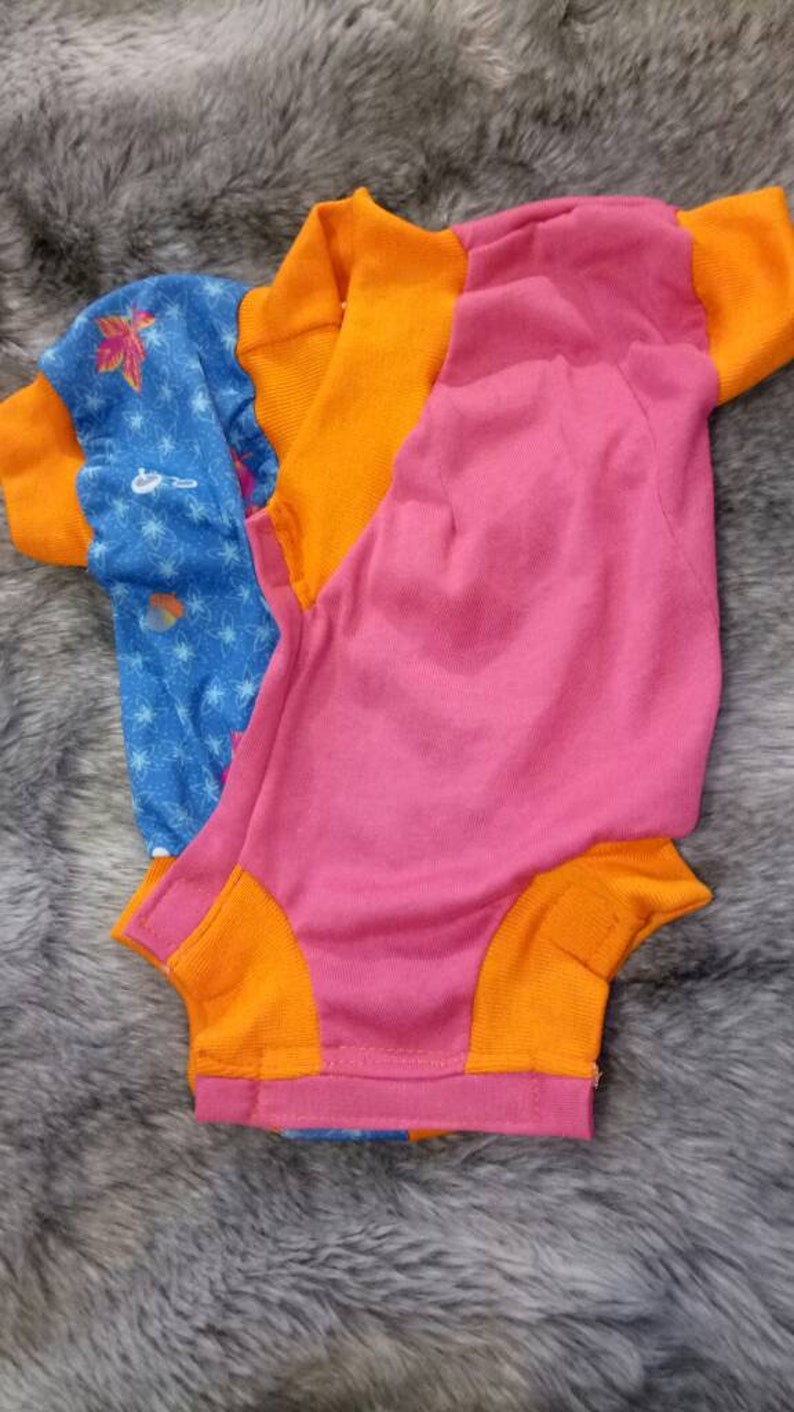 Orange and Blue with Velcro Closures Pink Baby Kimono Suit Leaves and Mushrooms Pattern