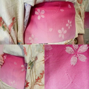 Japanese Style Easy Obi Belt Sash with Easy Ties! Pink, Fuchsia and White Cherry Blossom Flowers!