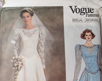 Vogue Patterns 1519 - Size 12, Bust 34", Womens Wedding and Bridesmaid Dress with Petticoats Sewing Pattern, 1985, 80s Fashion, 4 Styles