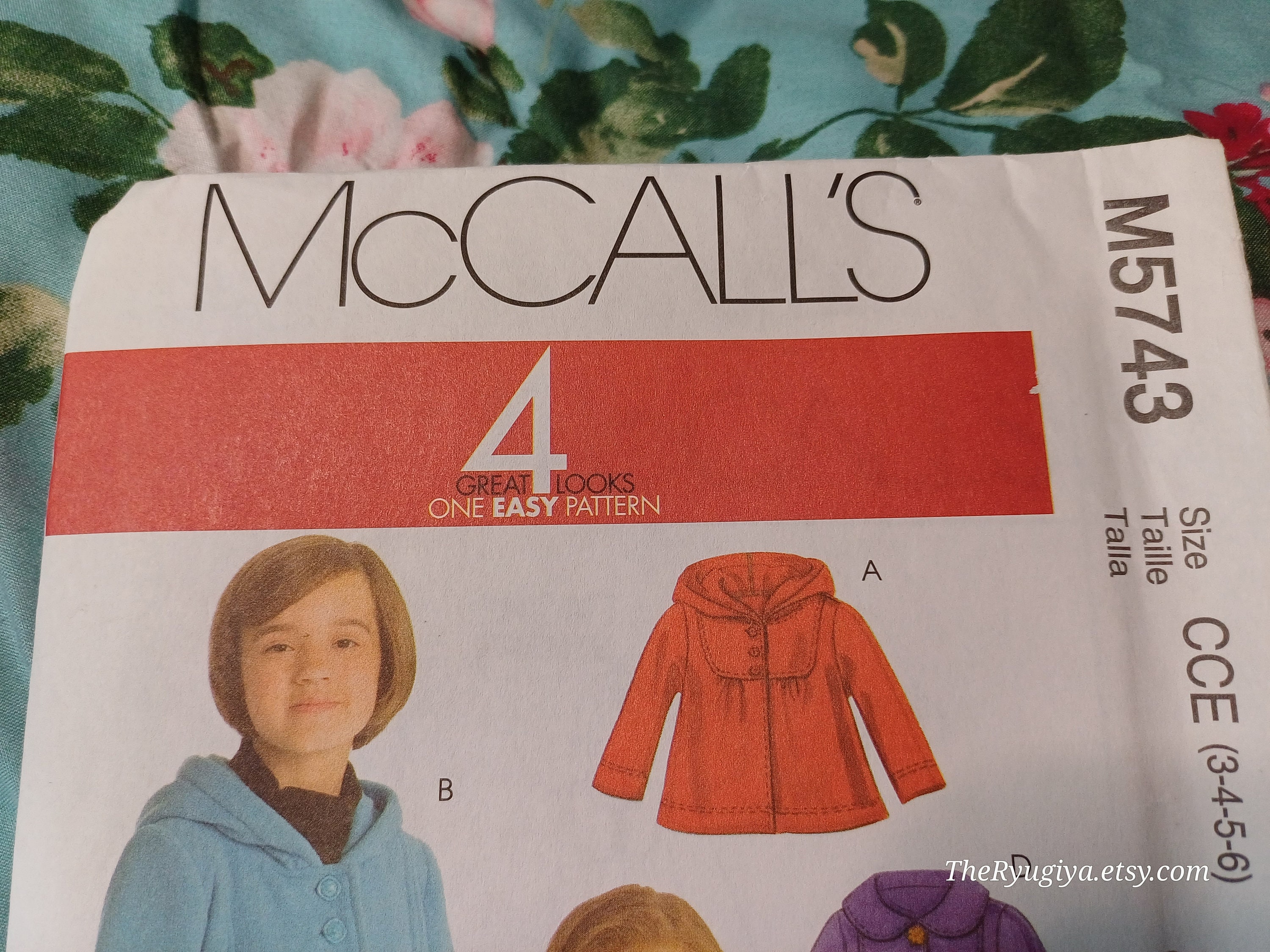 Mccall's M5743 Children's Coat Vintage Sewing Pattern: Hooded