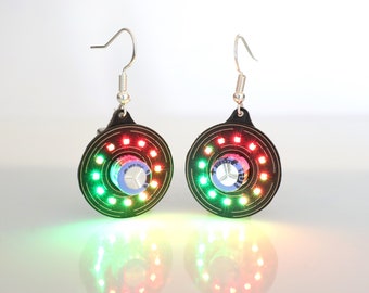 Rechargeable red and green LED Earrings: Wearable Tech for Burning Man, Music Festivals