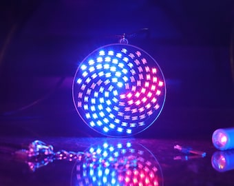 Duonacci Pendant: Red and Blue LED Necklace - Rechargeable Rave EDM Jewelry