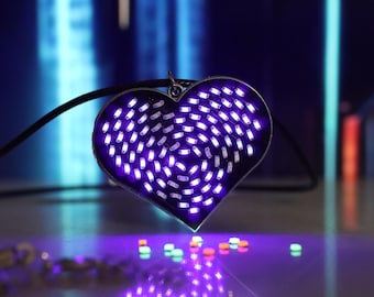 Amoracci Heart Pendant: UV Purple LED, Rechargeable Supercapacitor