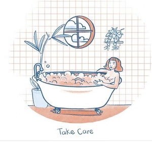 Take Care - Lovely Reminder of Self Care and Bubble Bath Love - Greeting Card