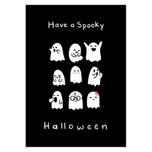 Temporada espeluznante lindo fantasma feliz tarjeta de Halloween