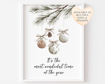 Christmas Print Watercolour boho hanging decoration seasonal Wall Art (unframed)