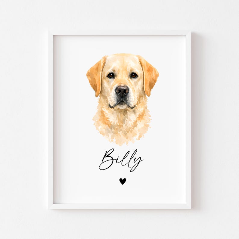 Personalised Labrador Retriever Print Custom Name Pet Portrait - 3 ...