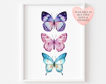 Butterfly Trio Print Watercolour Butterflies Illustration (Unframed)