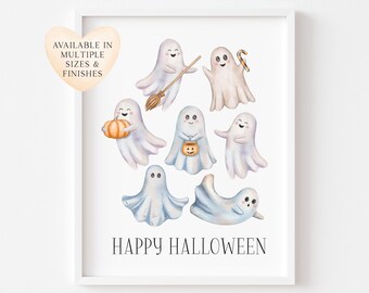 Ghost Watercolour Halloween Print, Spooky Season Wall Art (unframed)