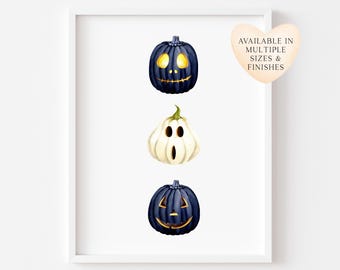 Spooky Pumpkin Trio unframed wall art poster print Halloween Home Decor
